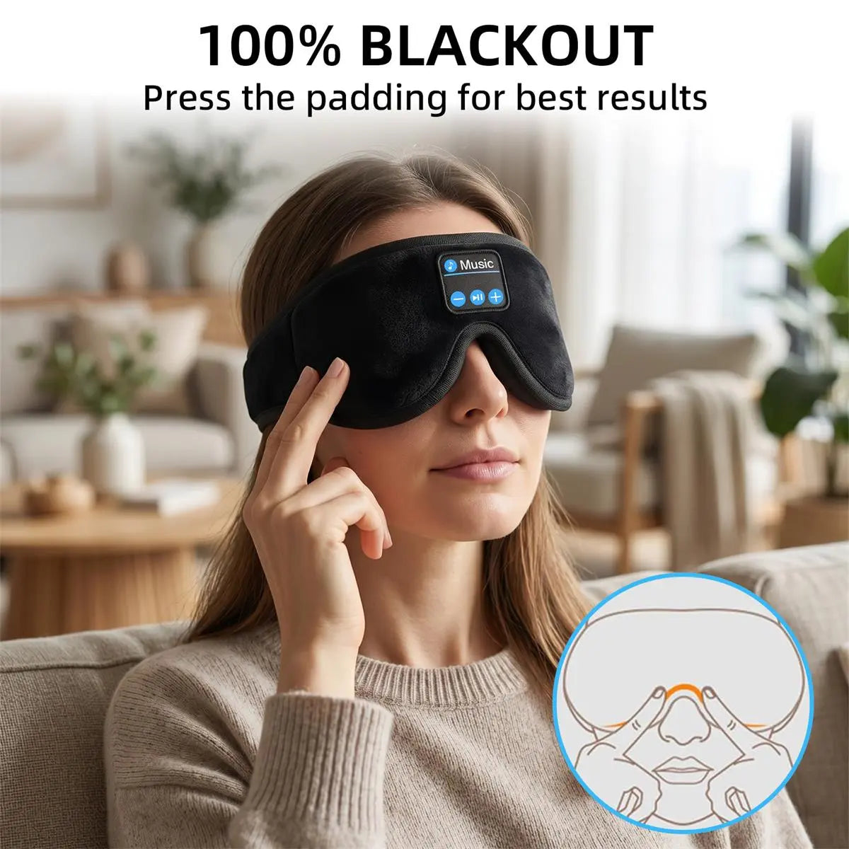 Morelax 3D Memory Foam Bluetooth Sleep Mask with Headphones - Adjustable Wireless Eye Mask for Complete Blackout, HD Stereo Sound, Ideal for Travel and Home Use, Perfect Gift for Adults