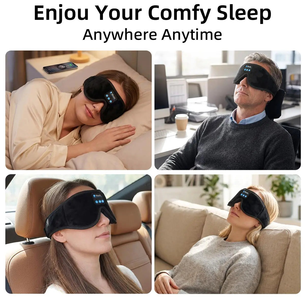 Morelax 3D Memory Foam Bluetooth Sleep Mask with Headphones - Adjustable Wireless Eye Mask for Complete Blackout, HD Stereo Sound, Ideal for Travel and Home Use, Perfect Gift for Adults